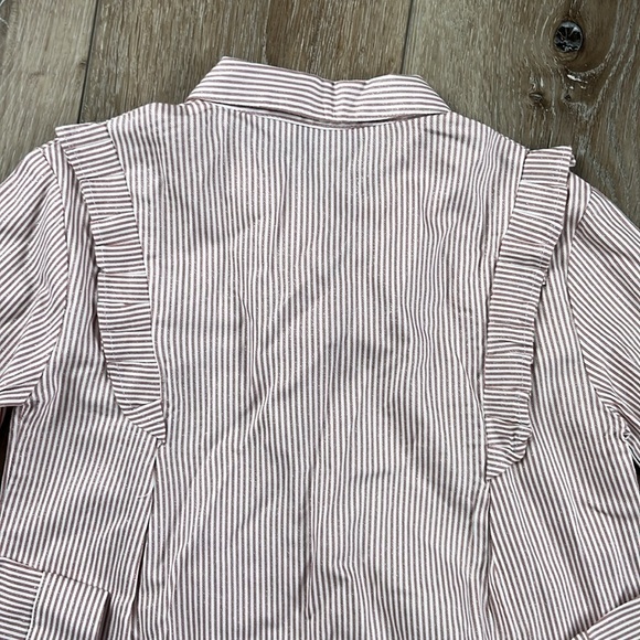 Mayoral Striped Button Down Striped Pink & White Blouse with a Shimmer - Picture 8 of 8